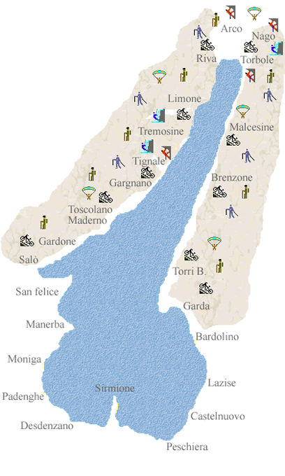 Lago di Garda mappa sport di montagna Lago di Garda mappa sport di montagna